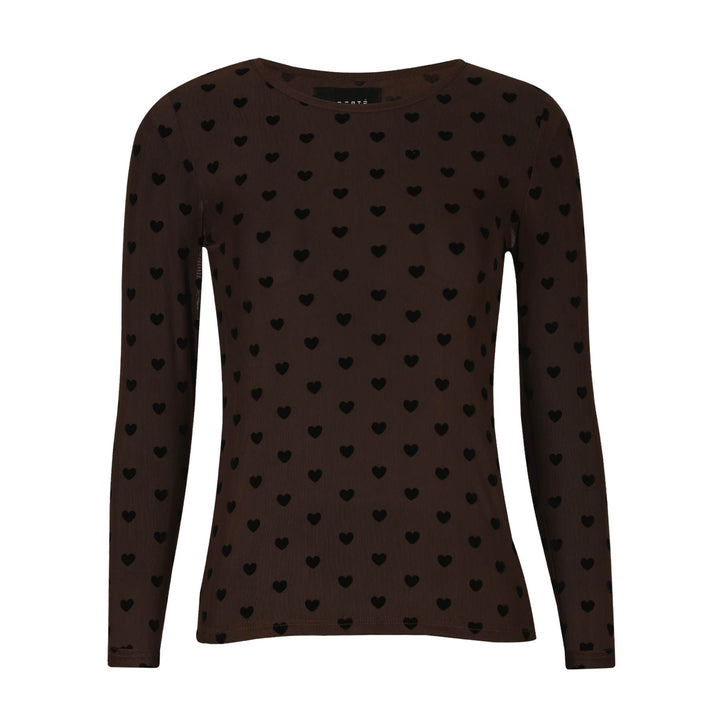 Liberte - Mesh Ls Tshirt 22065 - Dark Brown Big Flock Dot