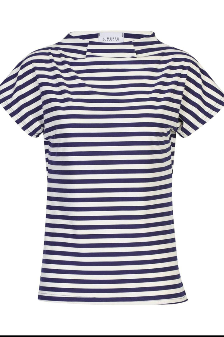 Liberte - Alma-Top 9501 - Blue Creme Stripe T-shirts 