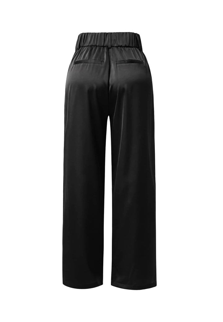 Liberte - Eddy Wide Pants 22482 - Black Sateen Bukser 