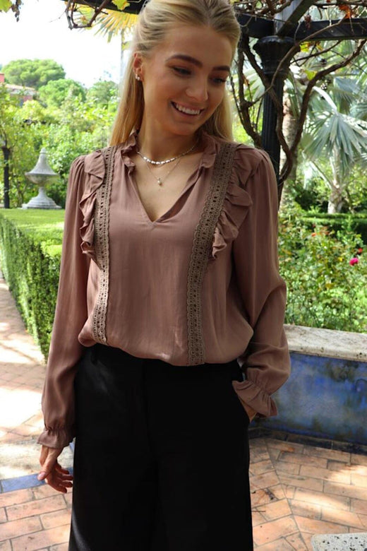 Liberte - Laura Ls Blouse 22360 - Nougat Brown Bluser 