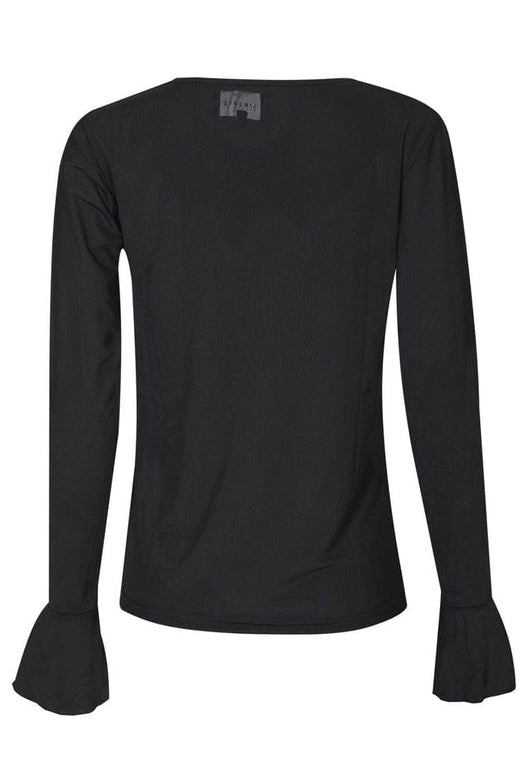 Liberte - Mesh Ls Frill Sleeve Top 22500 - Black Toppe 