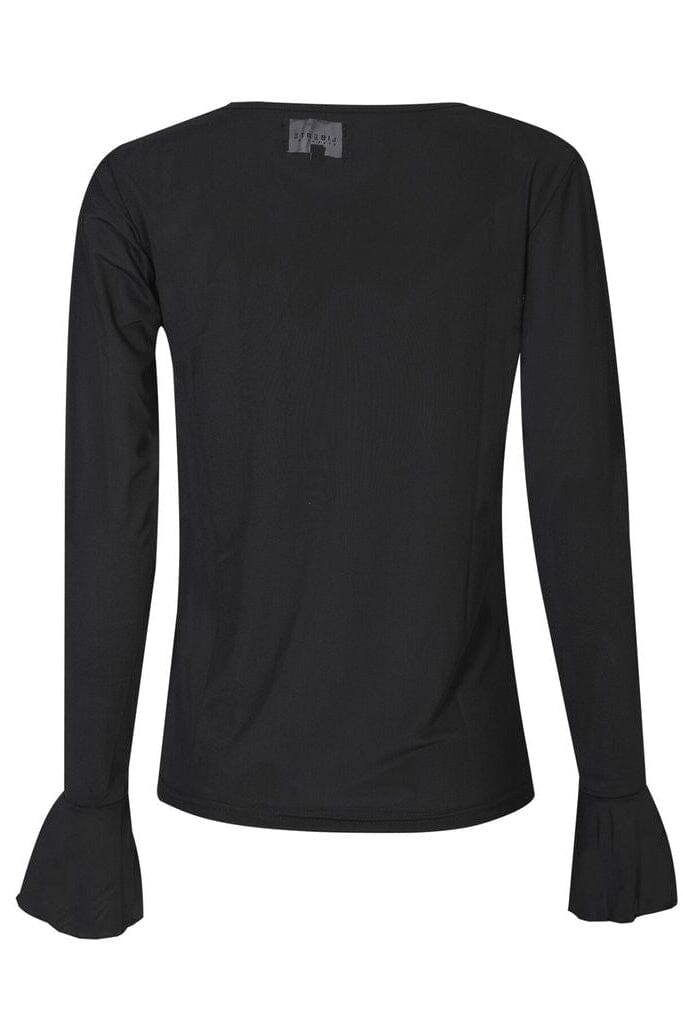 Liberte - Mesh Ls Frill Sleeve Top 22500 - Black Toppe 