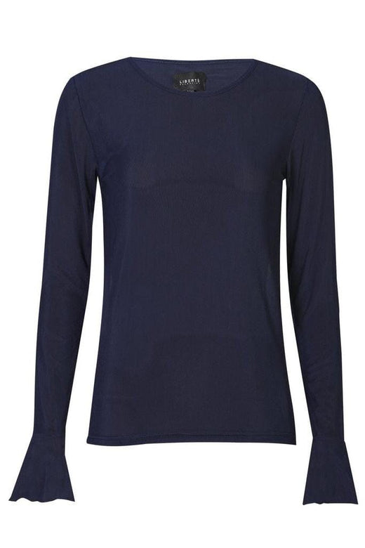 Liberte - Mesh Ls Frill Sleeve Top 22500 - Navy Toppe 