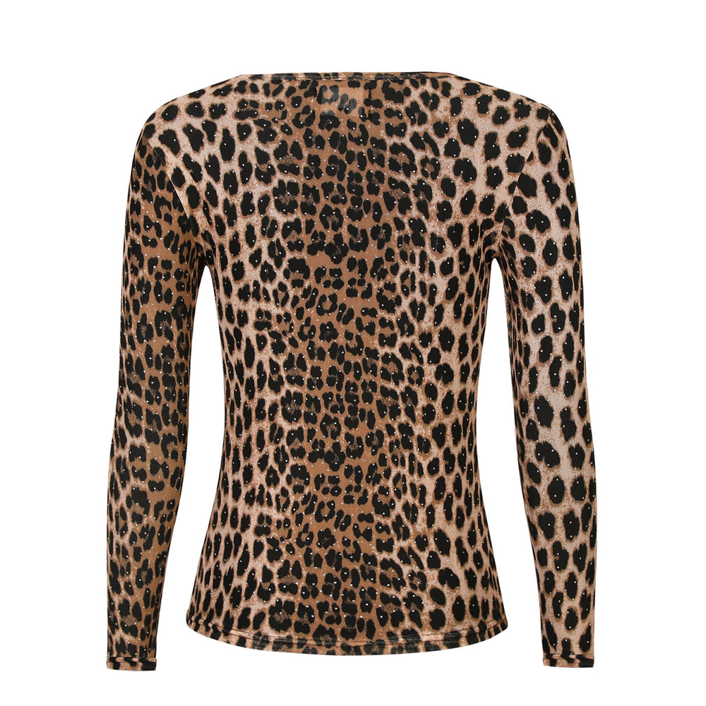Liberte - Mesh-Ls-Sparkle-Tshirt 22134 - Lux Leo Diamond Dot T-shirts 