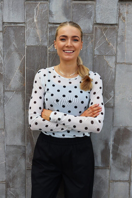 Liberte - Mesh Ls Tshirt 22065 - White Black Big Dot T-shirts 