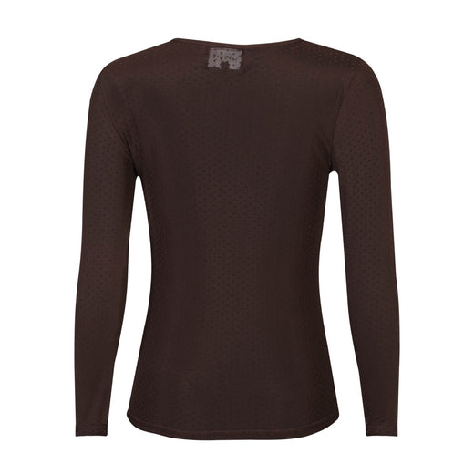 Liberte - Mesh Ls Tshirt, Dot 22069 - Dark Brown Bluser 