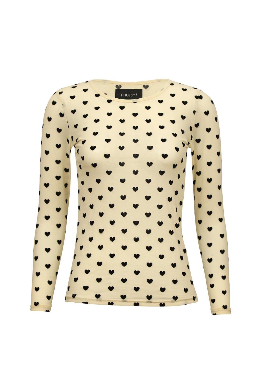 Liberte - Mesh Ls Tshirt, Flock 22081 - Ivory Heart T-shirts 
