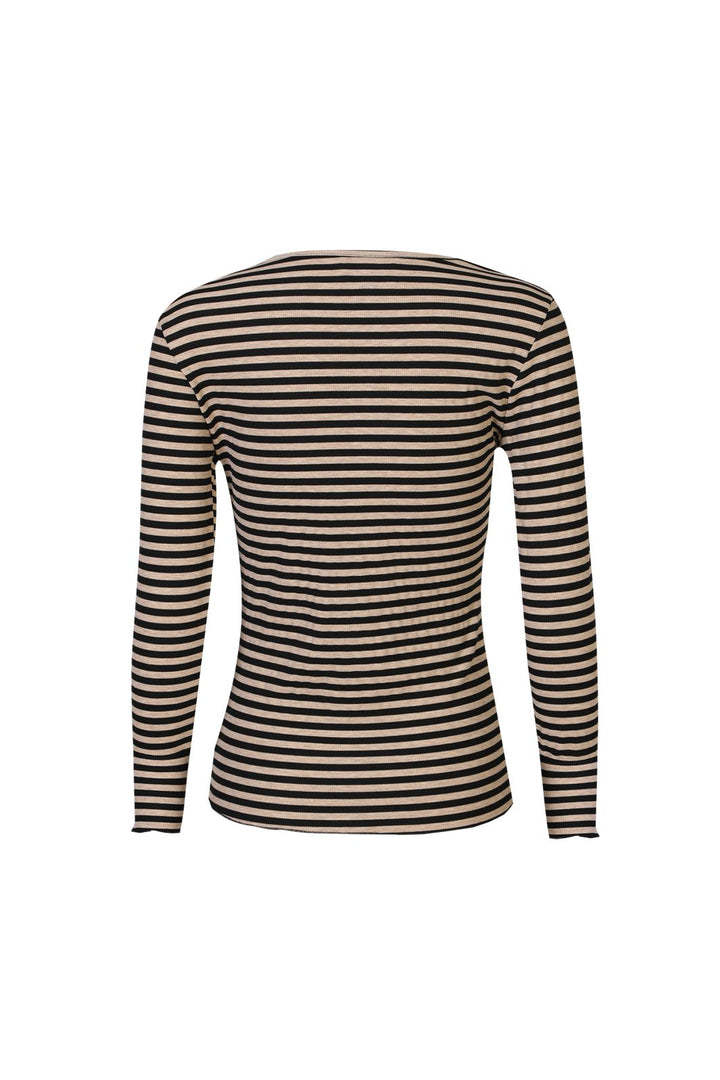 Liberte - Natalia Ls Round Neck Blouse 9914 - Black Sand Stripe