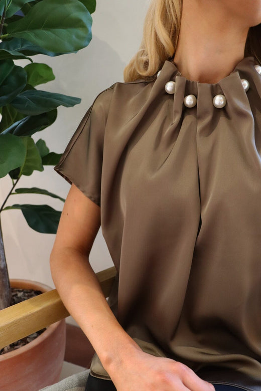 Liberte - Pip Ss Pearl Blouse 22379 - Brown