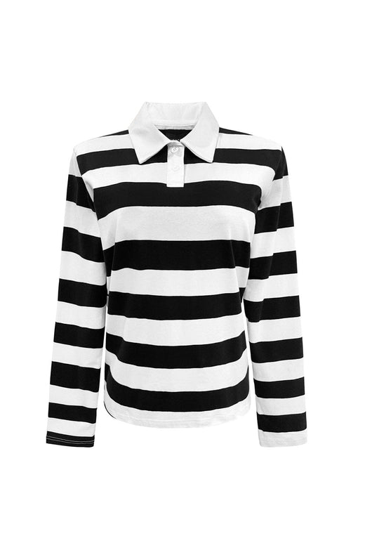 Liberte - Polo-Ls-Shirt 22145 - Black Creme Stripe