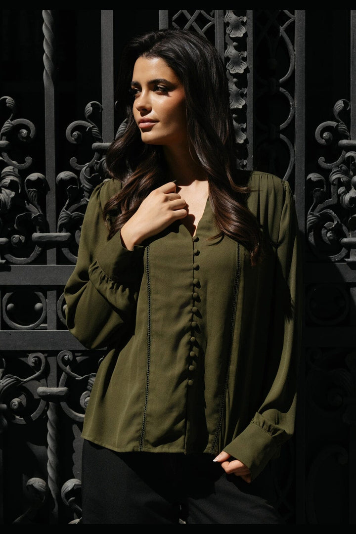 Liberte - Rigmor Ls Pleated Shirt 22505 - Beetle