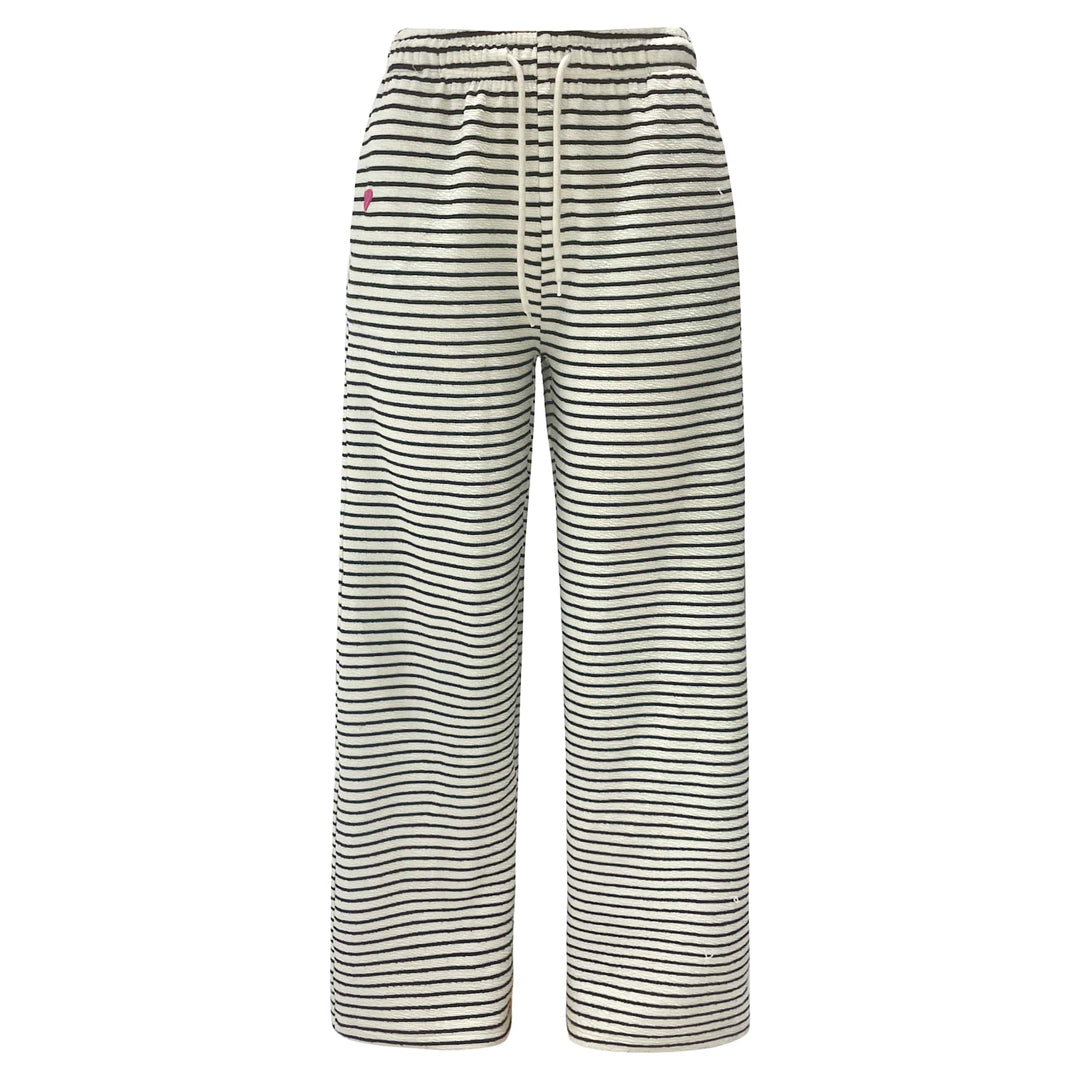 Liberte - Sus-Wide-Pants 22314 - Black Creme Stripe Bukser 