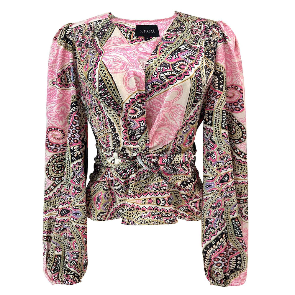Liberte - Tiki Ls Twist Blouse 22120 - Pink Scarf Bluser 