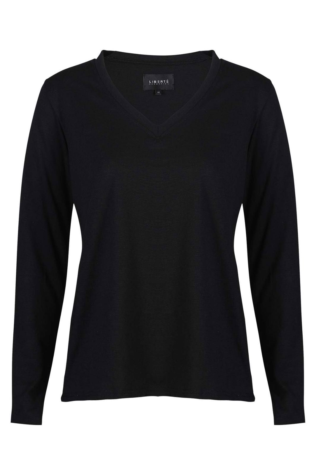 Liberte - Ulla-Ls-Vneck-Tshirt 22159 - Black T-shirts 