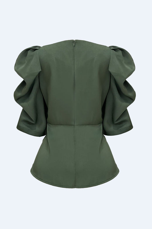 Liberte - Winnie Peplum Blouse 22481 - Dusty Army