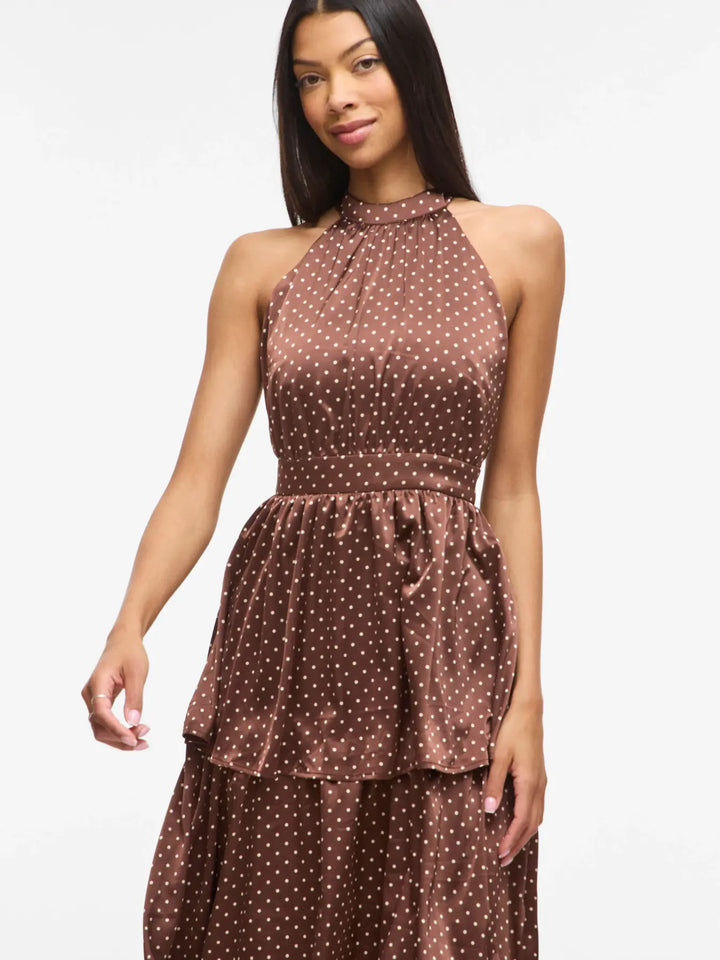 Vila - Vikimmie Halterneck Ankle Dress/Dc/Ka - 4999019 Shaved Chocolate Dots