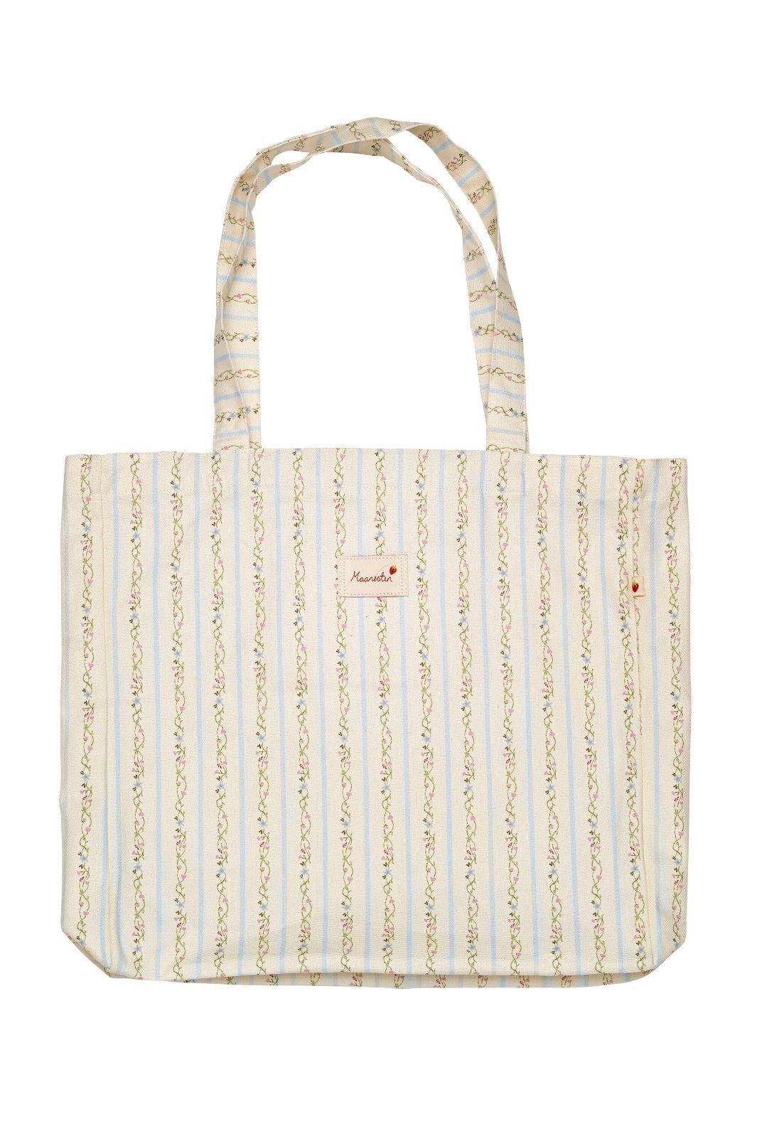 Maanesten - Canvas Totebag Summer Stripes Blue - 4121 Tasker 