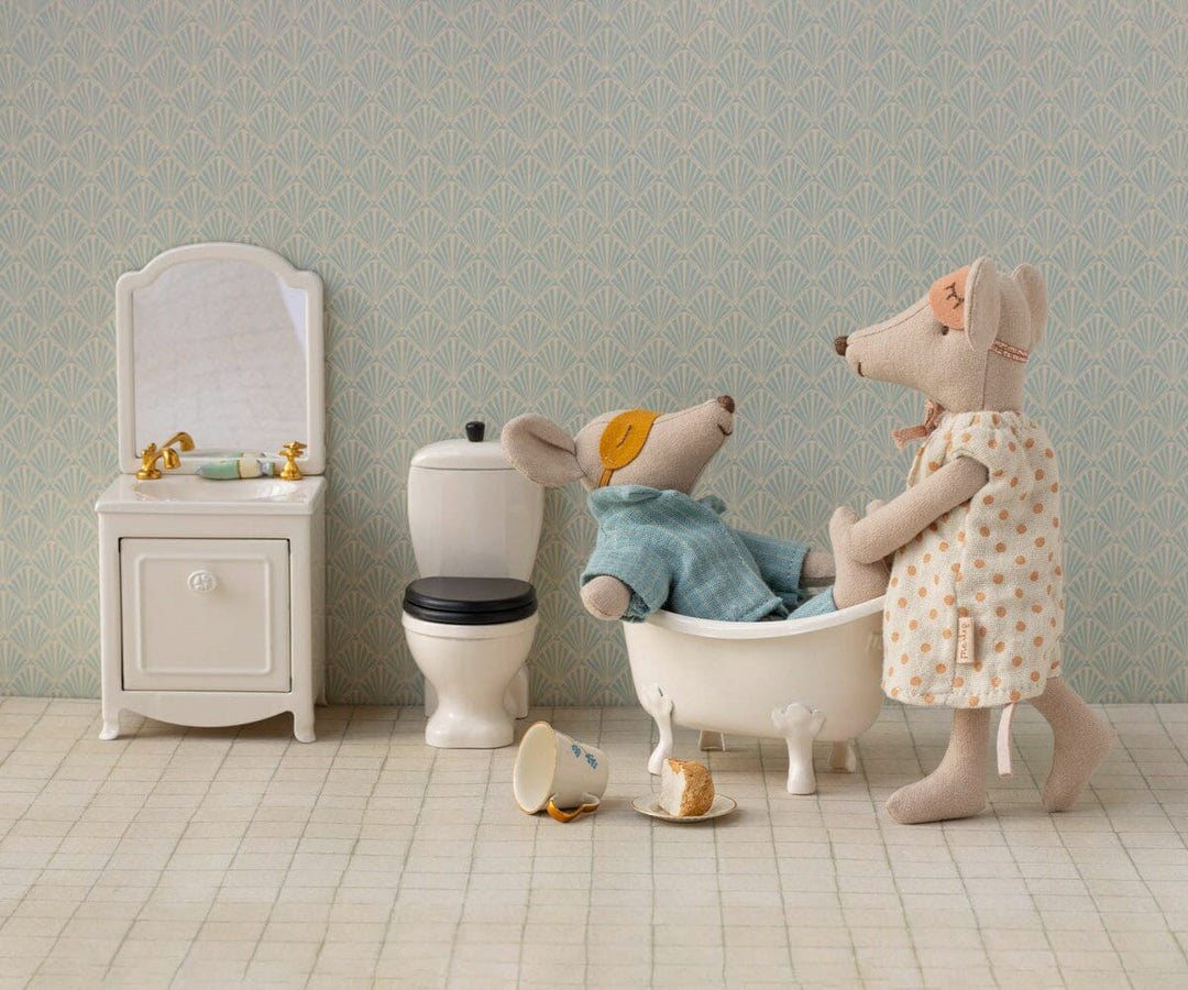 Maileg - Baderumsmøbel, Mus - Råhvid - Mouse Furniture Legetøj 