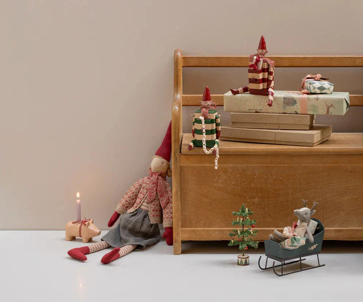 Maileg - Nisse, Str. 4 - Pige - Nederdel Og Cardigan - 14-5442-00 Jul 