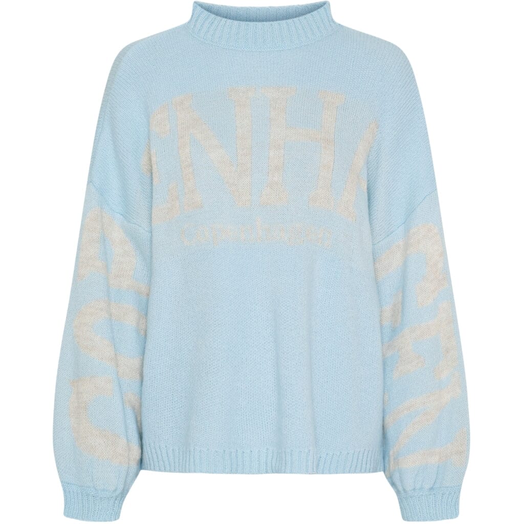 Marta Du Chateau - Mdcaria Knit 8111 - Light Blue/Beige Strikbluser 