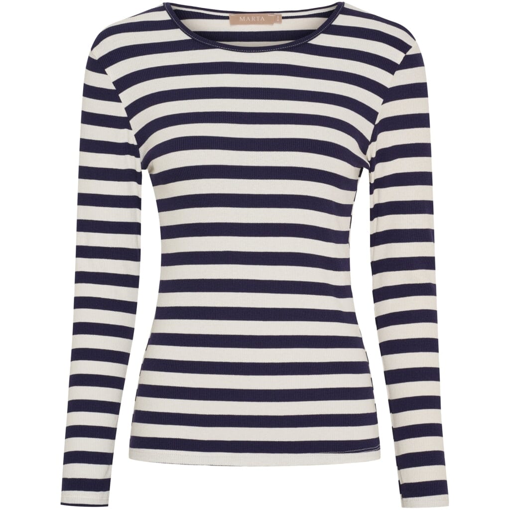 Marta Du Chateau - Mdcbegonia Ls Tee 7702 - Navy Bluser 