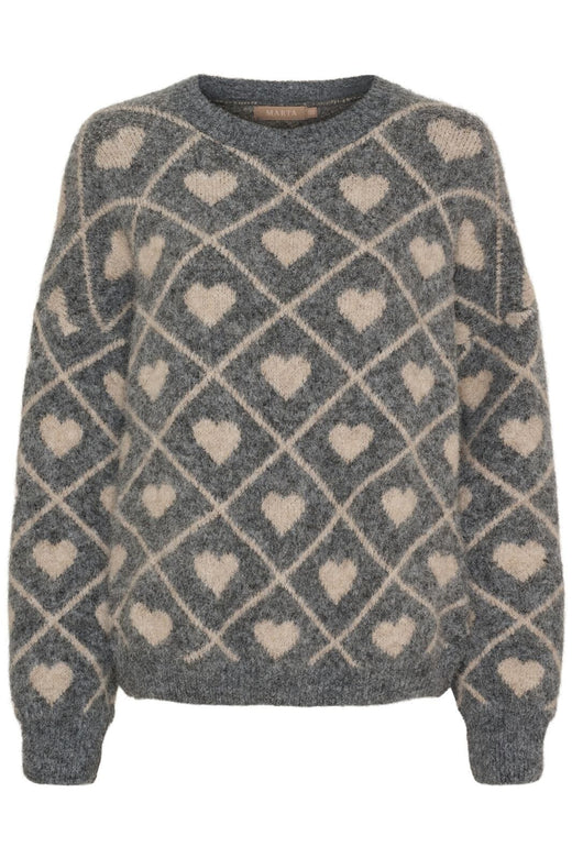 Marta Du Chateau - Mdcferay Knit 8151 - Grigio9513/Beige9504 Strikbluser 