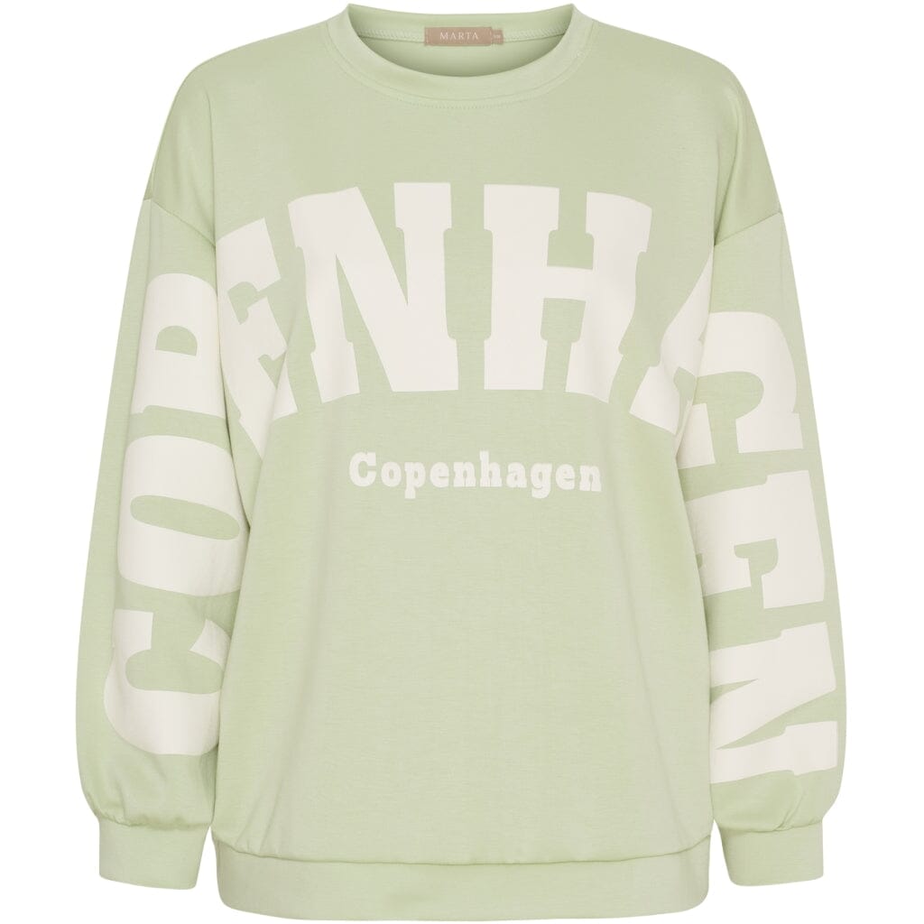 Marta Du Chateau - Mdchibiscus Sweatshirt 22659 - Green/Offwhite Sweatshirts 