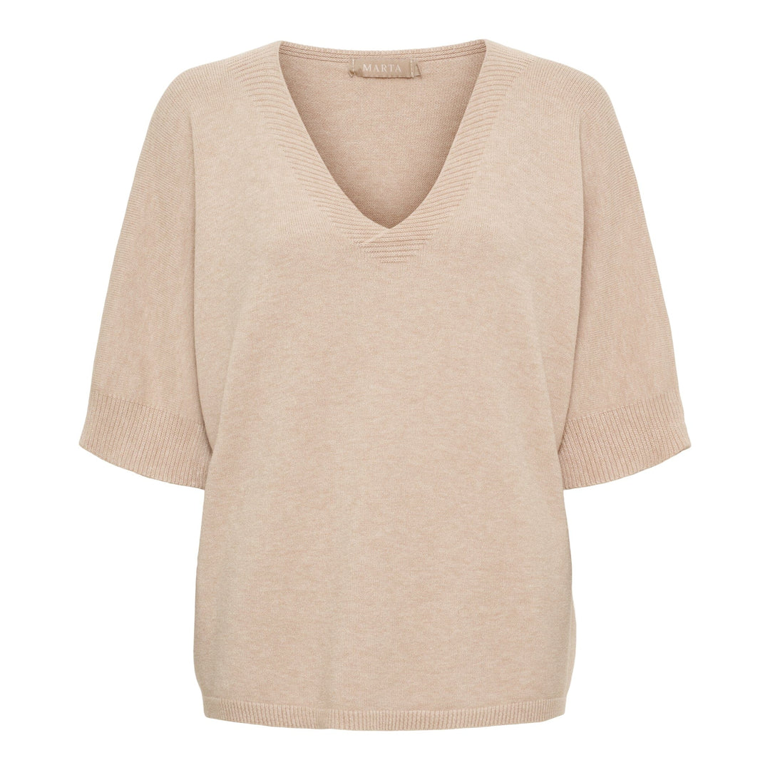 Marta Du Chateau - Mdcinaya Knit 9587 - Camello Melange Strikbluser 
