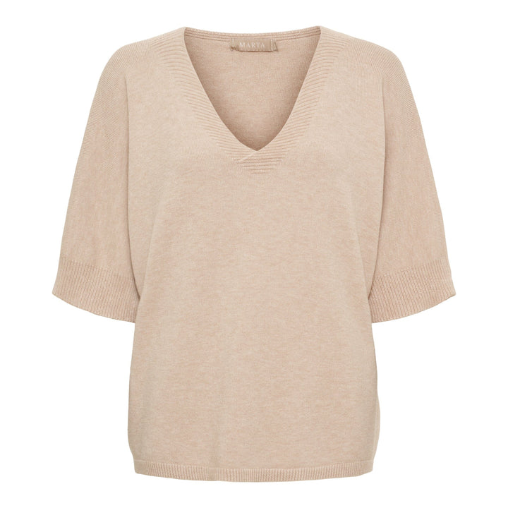 Marta Du Chateau - Mdcinaya Knit 9587 - Camello Melange Strikbluser 