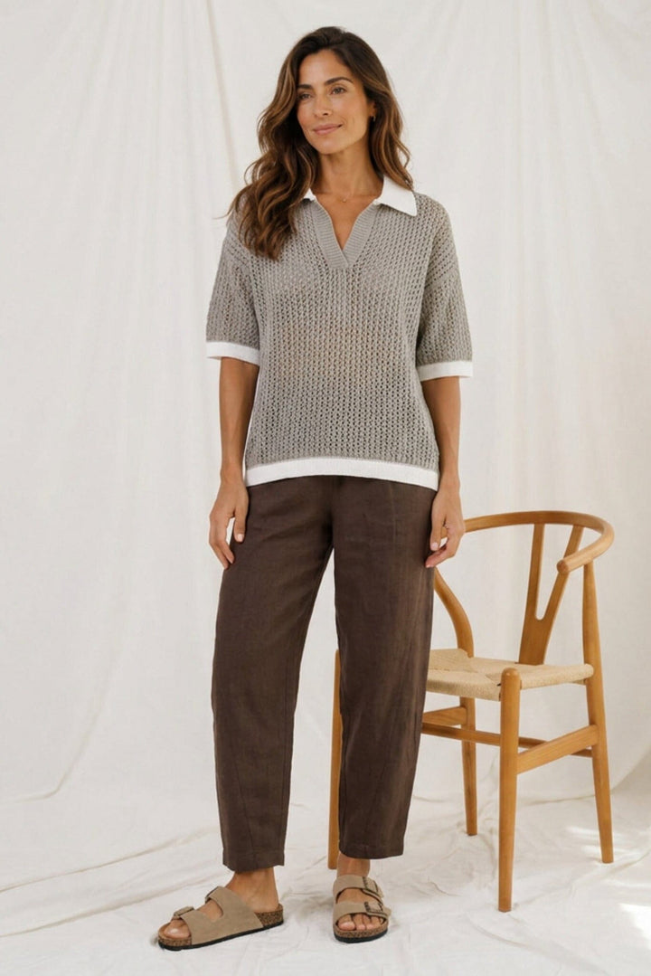 Marta Du Chateau - Mdcnayeli Knit 65032 - Fango/Calce Strikbluser 