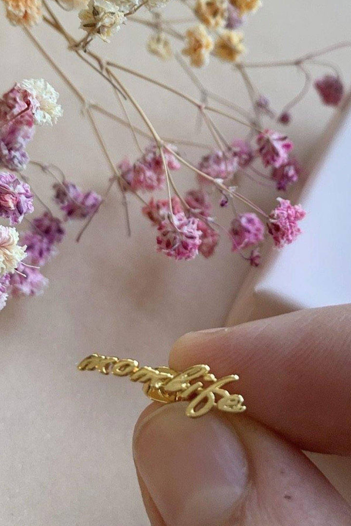 Mellow Moon - Guld ørering - momlife - (1 stk.) Øreringe 