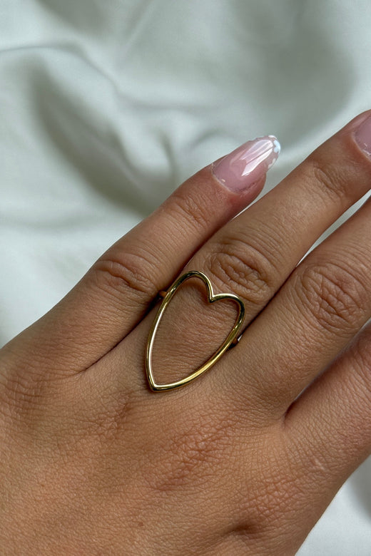 Mellow Moon - Large Openwork Heart - Forgyldt Ringe 