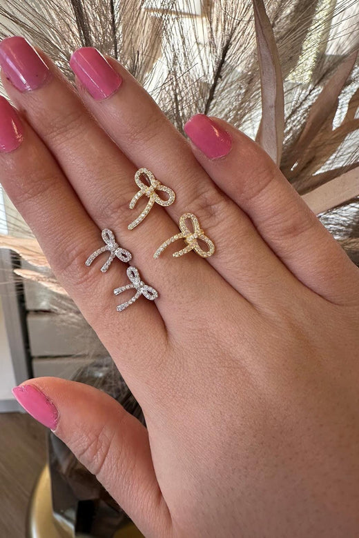 Mellow Moon - Sløjfe Med Sten - Forsølvet Øreringe 