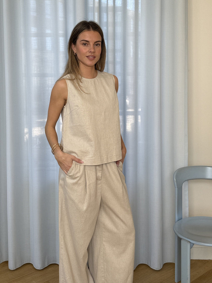 Modström - Galemd Linen Top 59189 - 105 - Beige Melange Toppe 