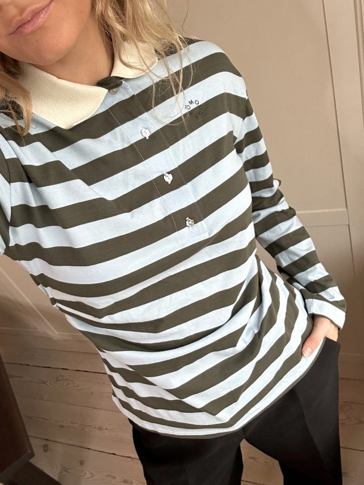 Modström - Stetsonmd Ls Stripe Polo 58842 - 11189 - Cashmere Beluga Stripe T-shirts 