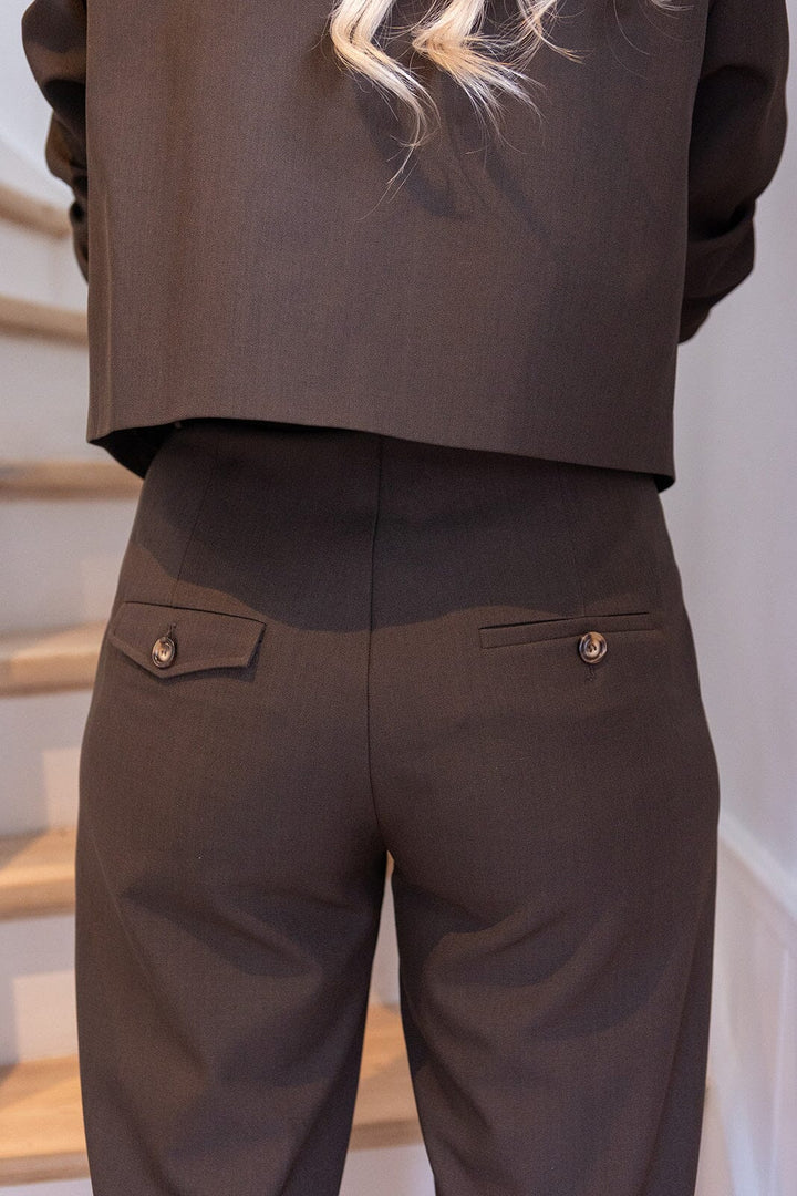 Molly&My X Melanie Due - Pernille V Structure Pants 170150 - 676 - Dark Brown Bukser 