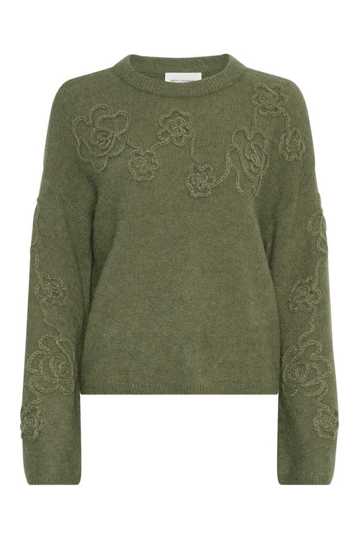 Moss Copenhagen - Mschmiabelle Hope Pullover Emb 19400 - Olivine Flower Strikbluser 