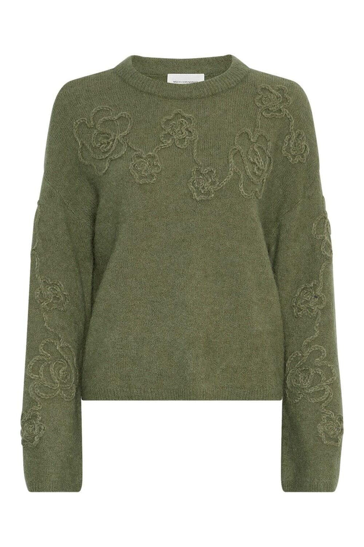 Moss Copenhagen - Mschmiabelle Hope Pullover Emb 19400 - Olivine Flower Strikbluser 