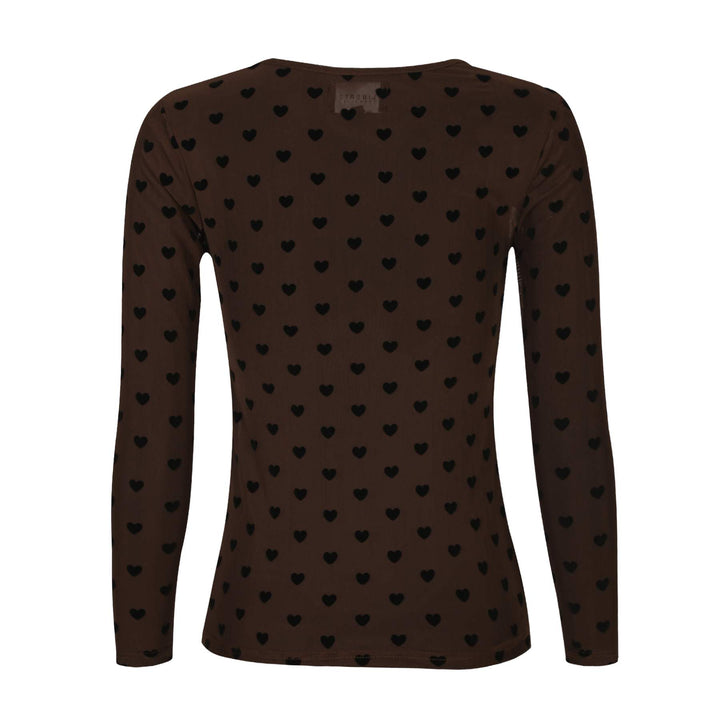 Liberte - Mesh Ls Tshirt 22065 - Dark Brown Big Flock Dot