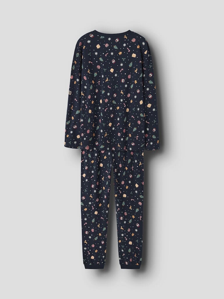 Name It - Nanvismas Ls Nightset - 4879867 Navy Blazer Xmas Aop Navy Nattøj 