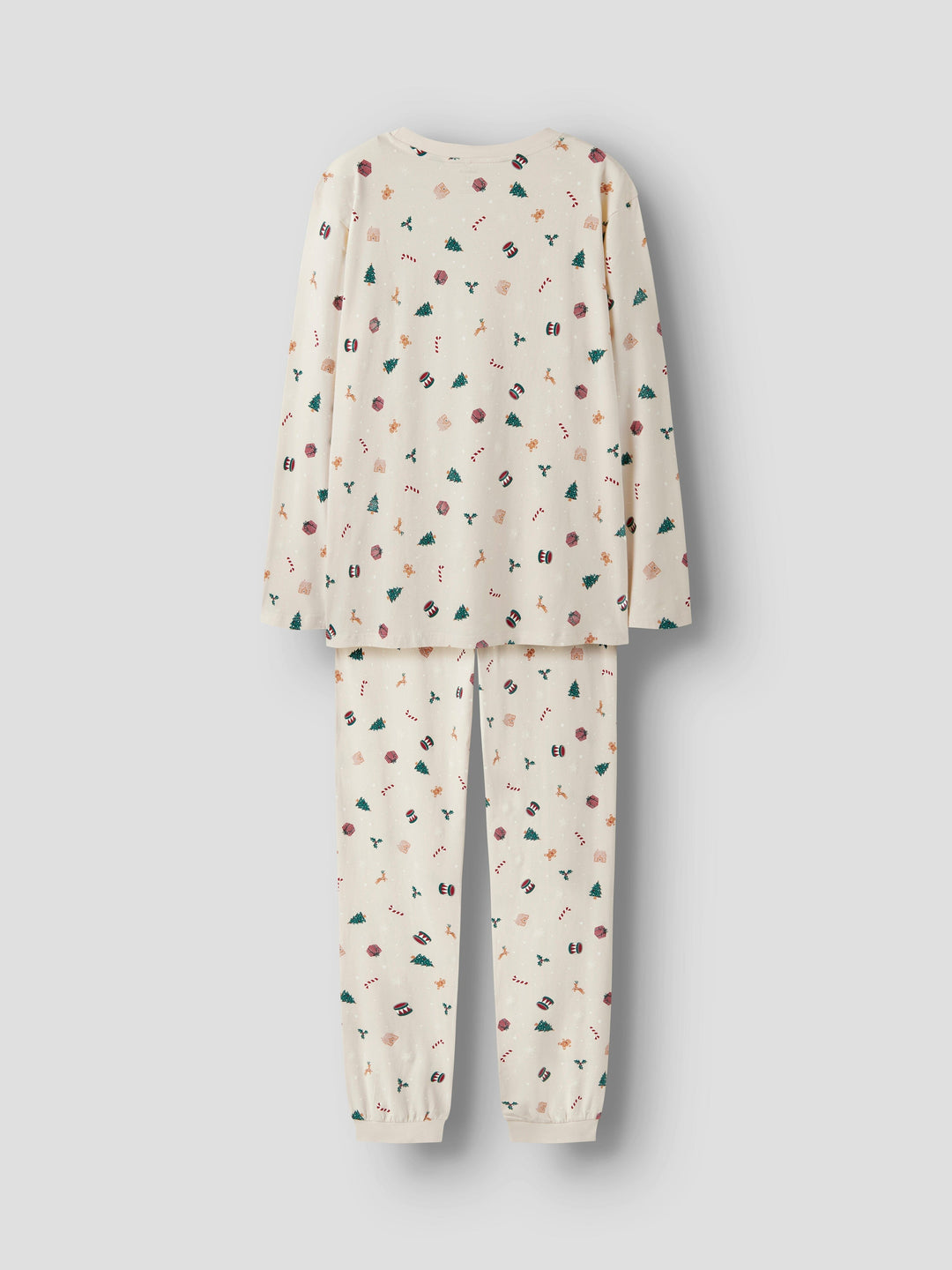 Name It - Nanvismas Ls Nightset - 4918982 Whitecap Gray Xmas Aop Nattøj 