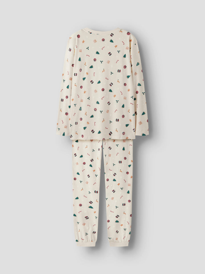 Name It - Nanvismas Ls Nightset - 4918982 Whitecap Gray Xmas Aop Nattøj 