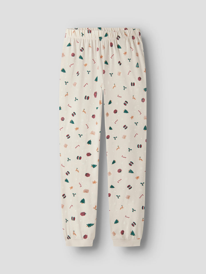 Name It - Nanvismas Ls Nightset - 4918982 Whitecap Gray Xmas Aop Nattøj 