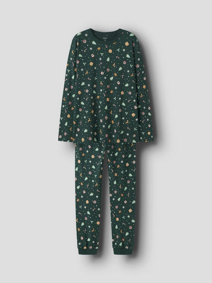 Name It - Nanvismas Ls Nightset - 4918983 Botanical Garden Xmas Aop Nattøj 