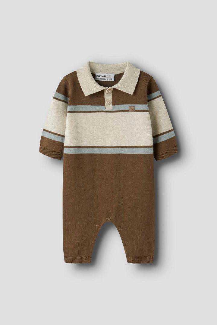 Name It - Nbmral Ls Knit Polo Suit - 5115226 Sepia