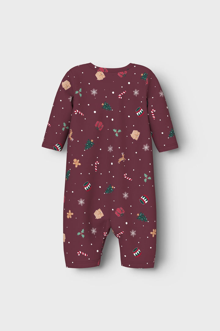 Name It - Nbnvismas Ls Nightsuit - 4918620 Burgundy Xmas Aop