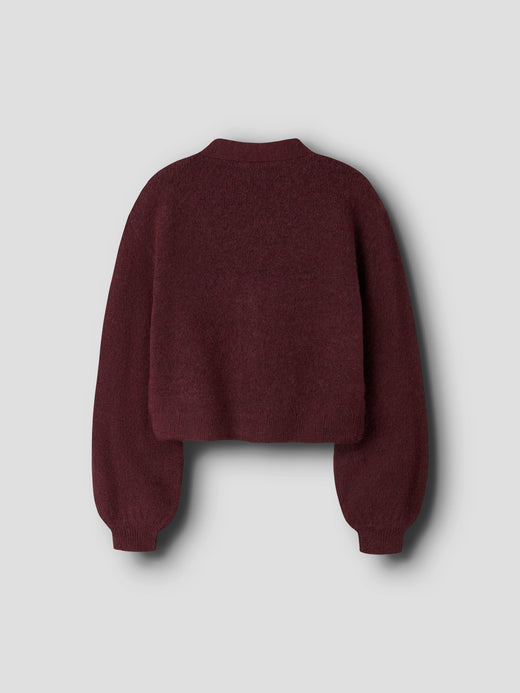 Name It - Nkfrina Ls Knit Card - 4881437 Burgundy Black Bow Cardigans 