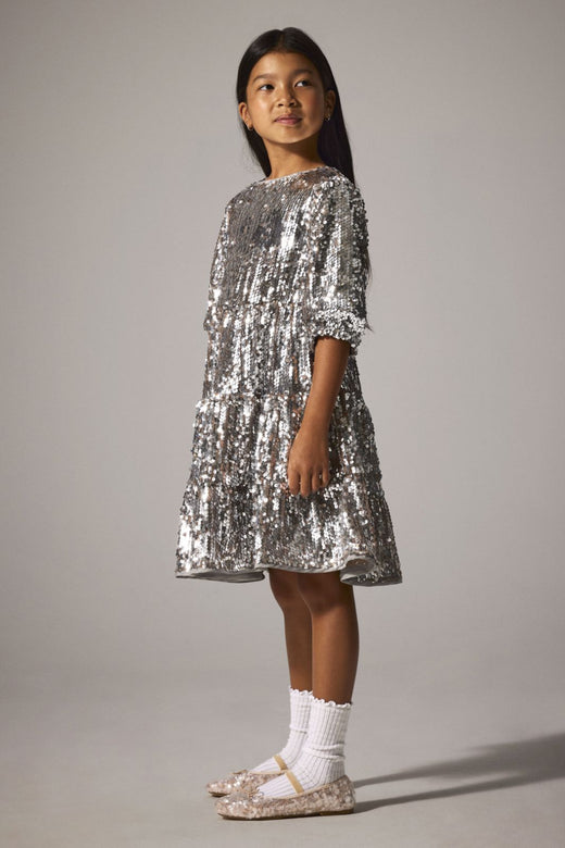 Name It - Nkfriscing 3/4 Sl Dress - 4874447 Silver Kjoler 