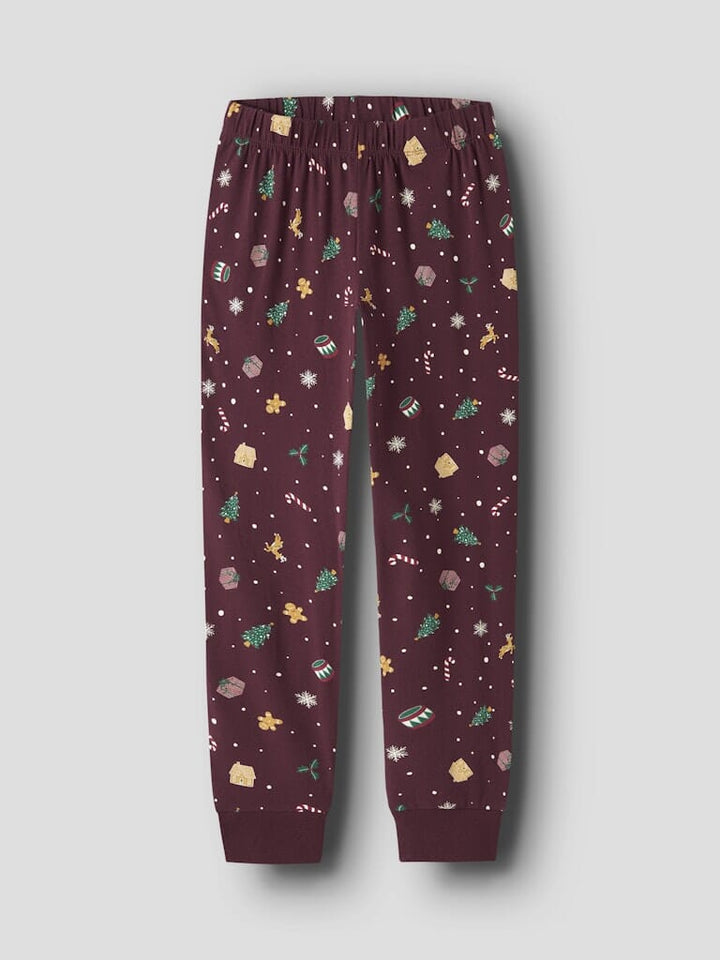 Name It - Nknvismas Ls Nightset - 4918937 Burgundy Xmas Aop Nattøj 