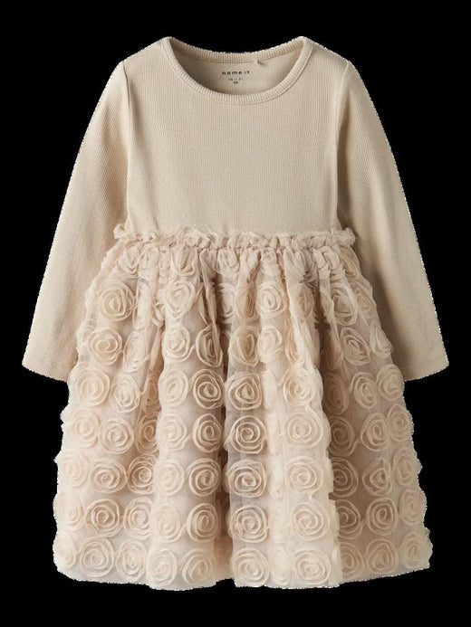 Name It - Nmfsykia Tulle Ls Dress - 4888967 Cement Kjoler 